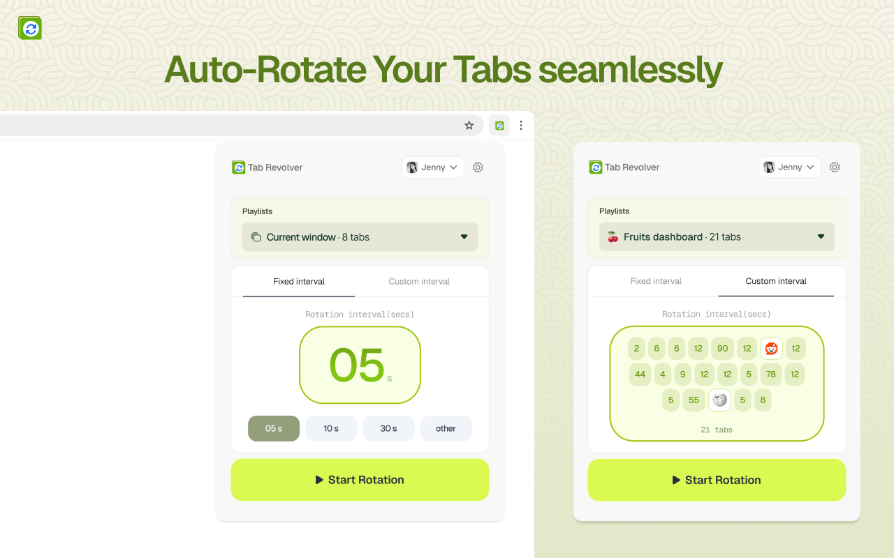 Tab Revolver for Chrome - Automatic Tab Rotator Interface